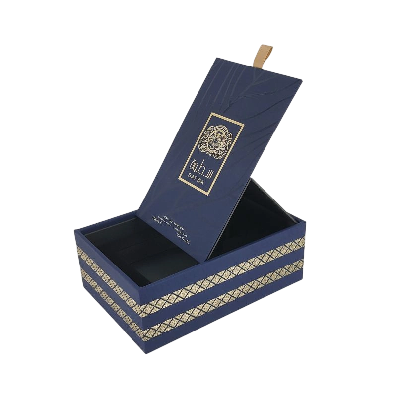 Роскошная парфюмерная коробка с индивидуальной золотой фольгой и подносом EVA для дополнительной защиты HP018